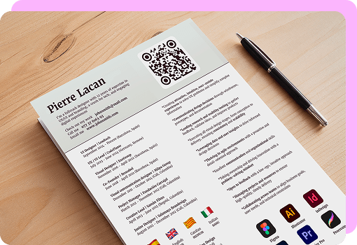 code qr vCard integree au CV